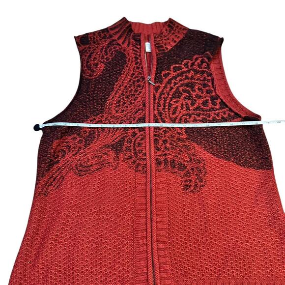 Burgundy red knit paisley r - Picture 3 of 6